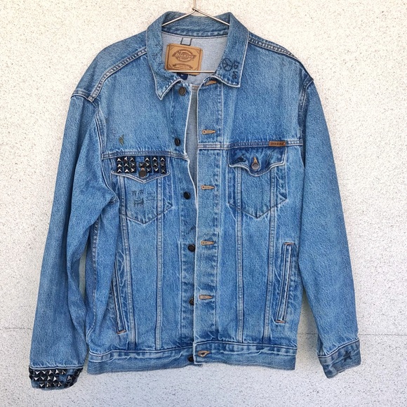 Vintage Jackets & Blazers - Retro Studded DICKIES Vintage Denim Jacket